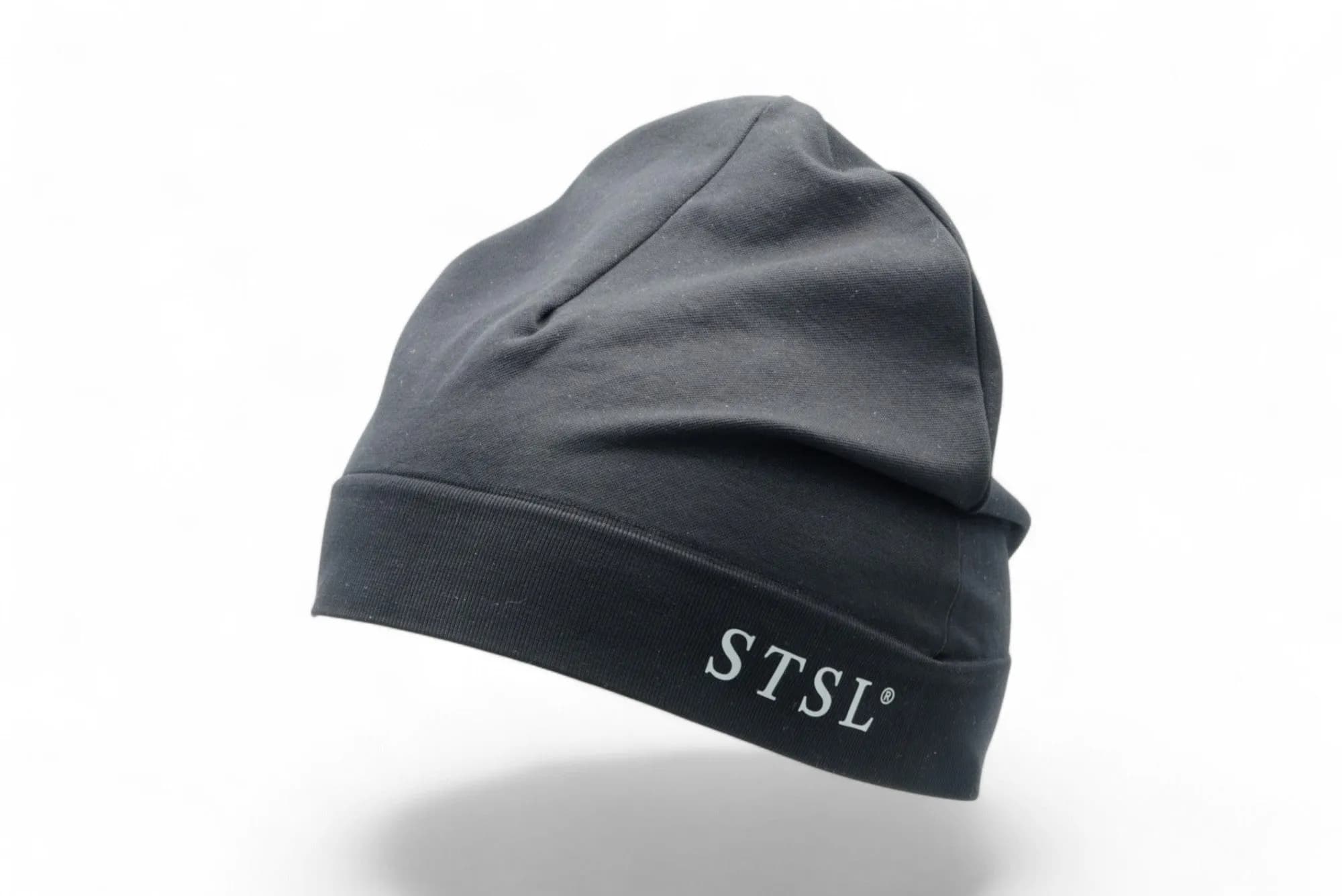Beanie black STSL logo grey