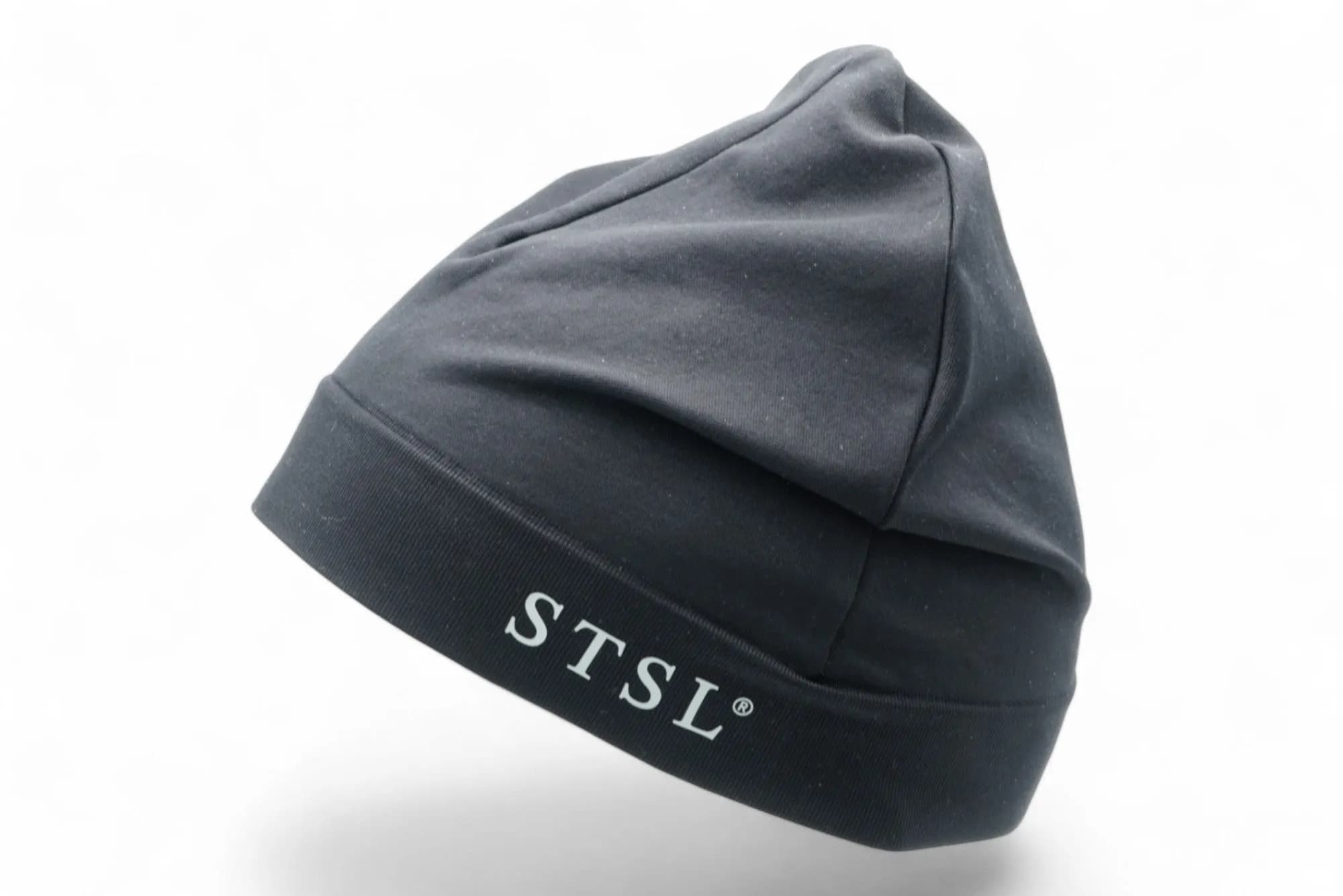 Beanie black STSL logo grey
