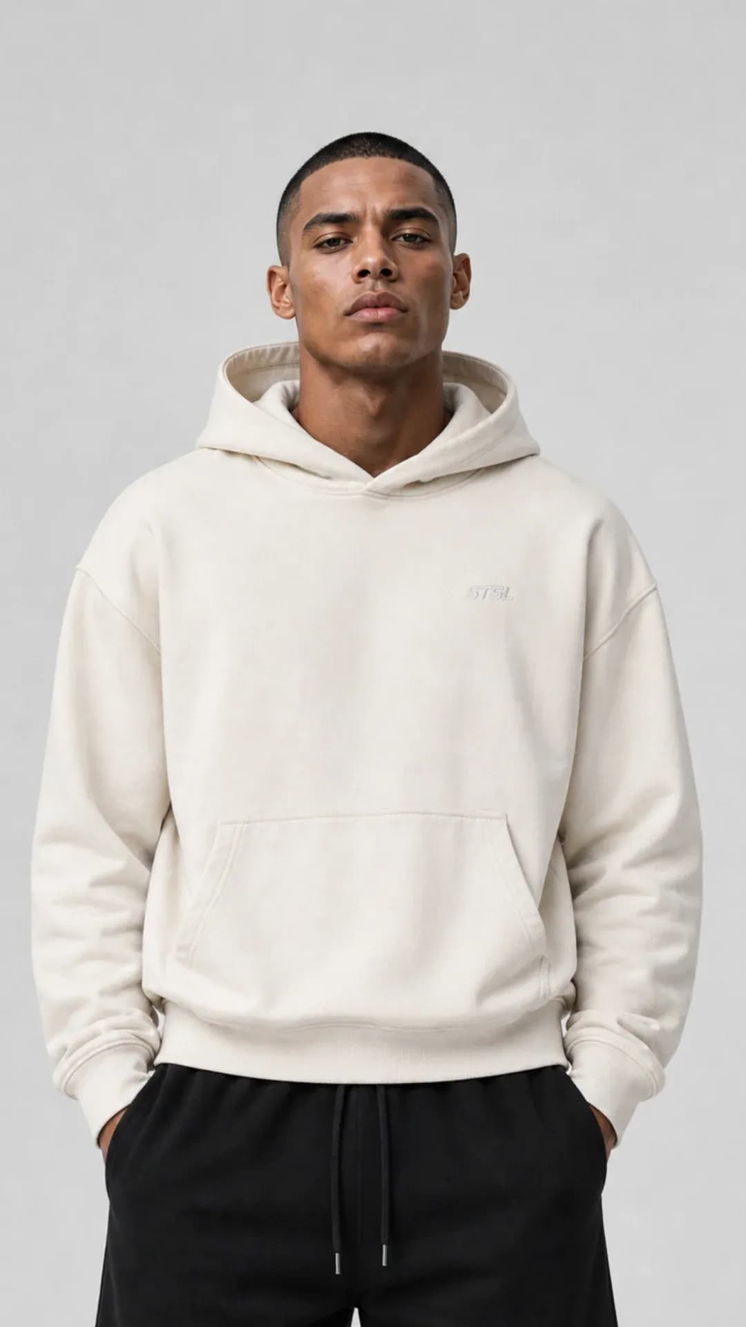 Premium Komfort. Zeitloser Stil. Der STSL® Hoodie wurde für Menschen entwickelt, die Wert auf Qualität, Passform und ein cleanes Design legen.