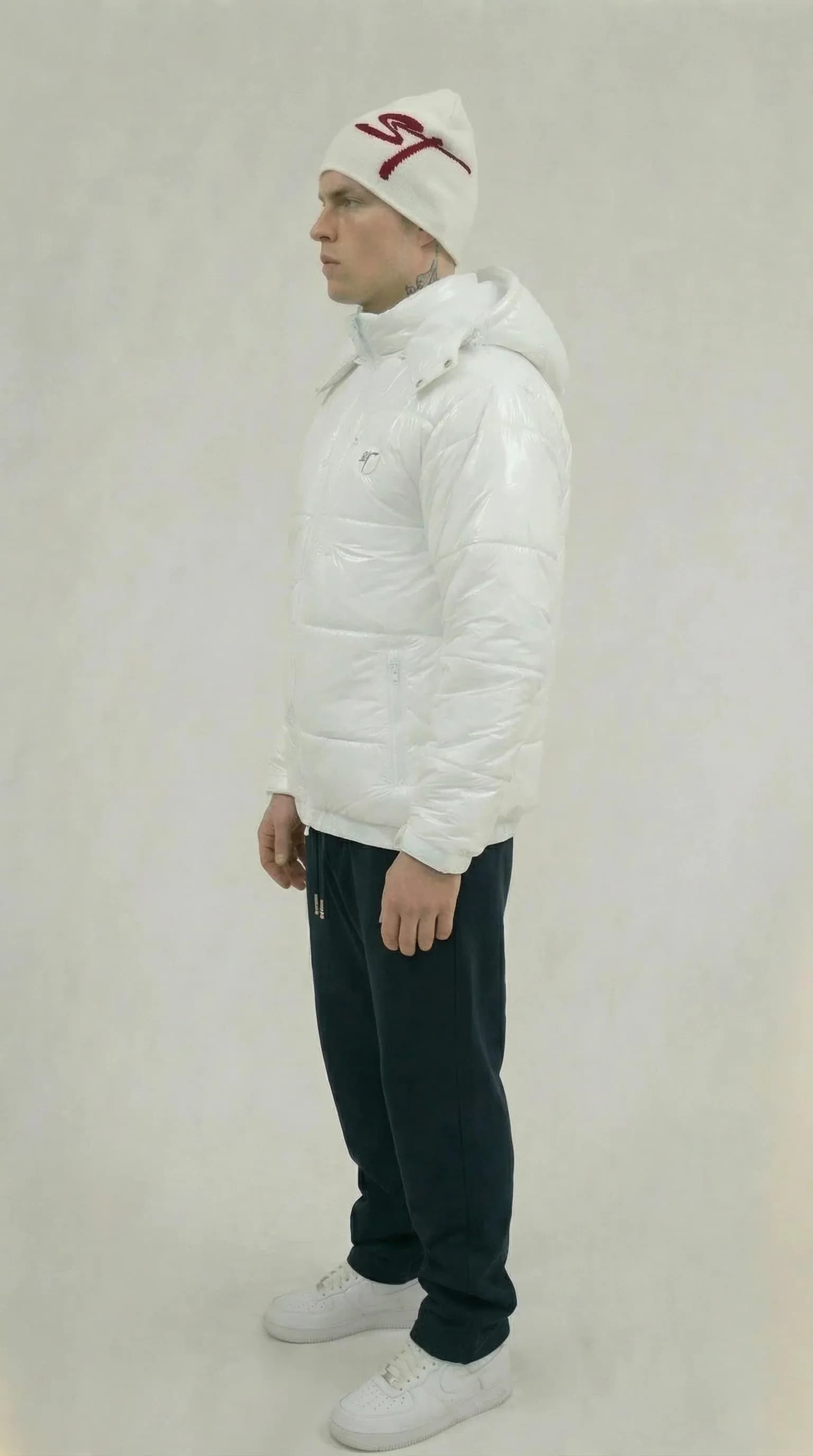 STSL® Sin Turns Gloss Puffer Jacket – White Edition