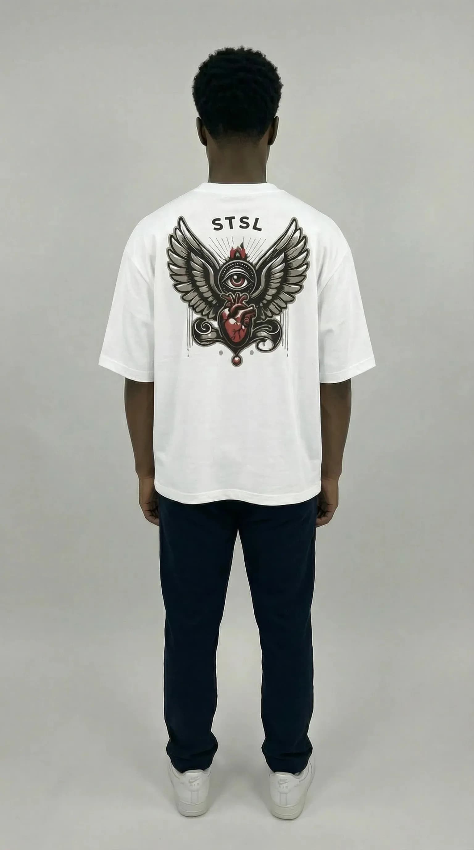 STSL® BlackHeart Collection Oversized T-Shirt – White Vision