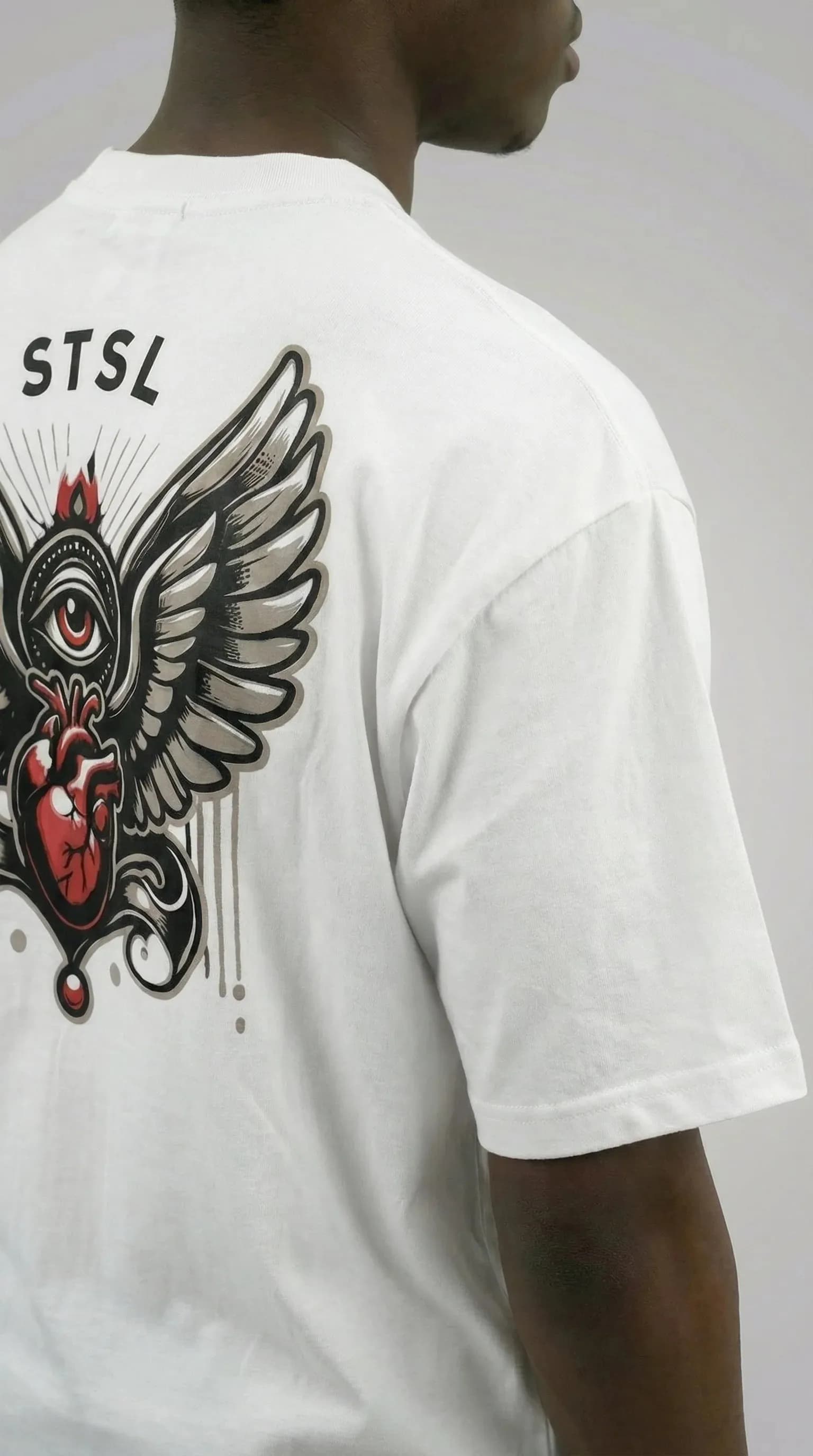 STSL® BlackHeart Collection Oversized T-Shirt – White Vision