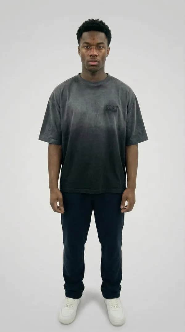 STSL® Essential Oversized T-Shirt – Black Fade