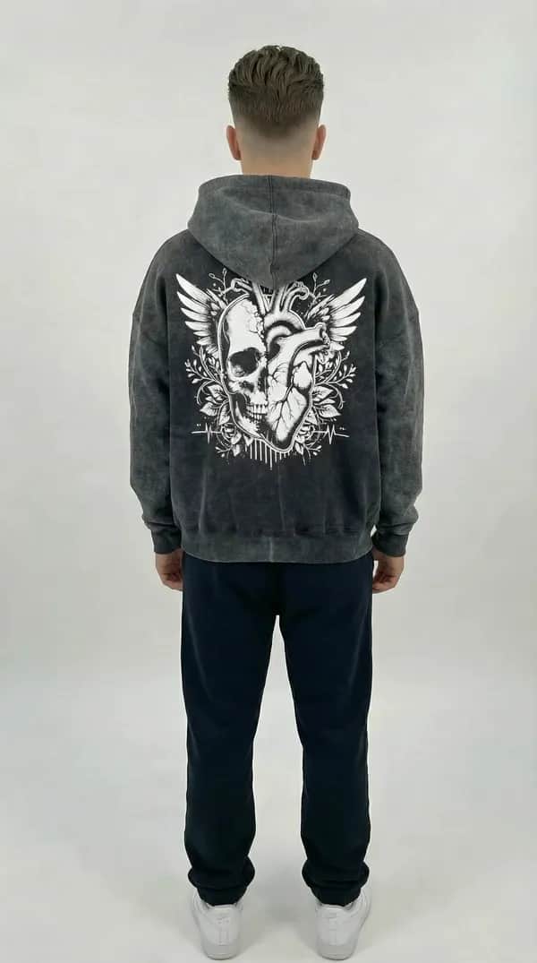 STSL® Zip-Hoodie "Eternal Skull" - Washed Black