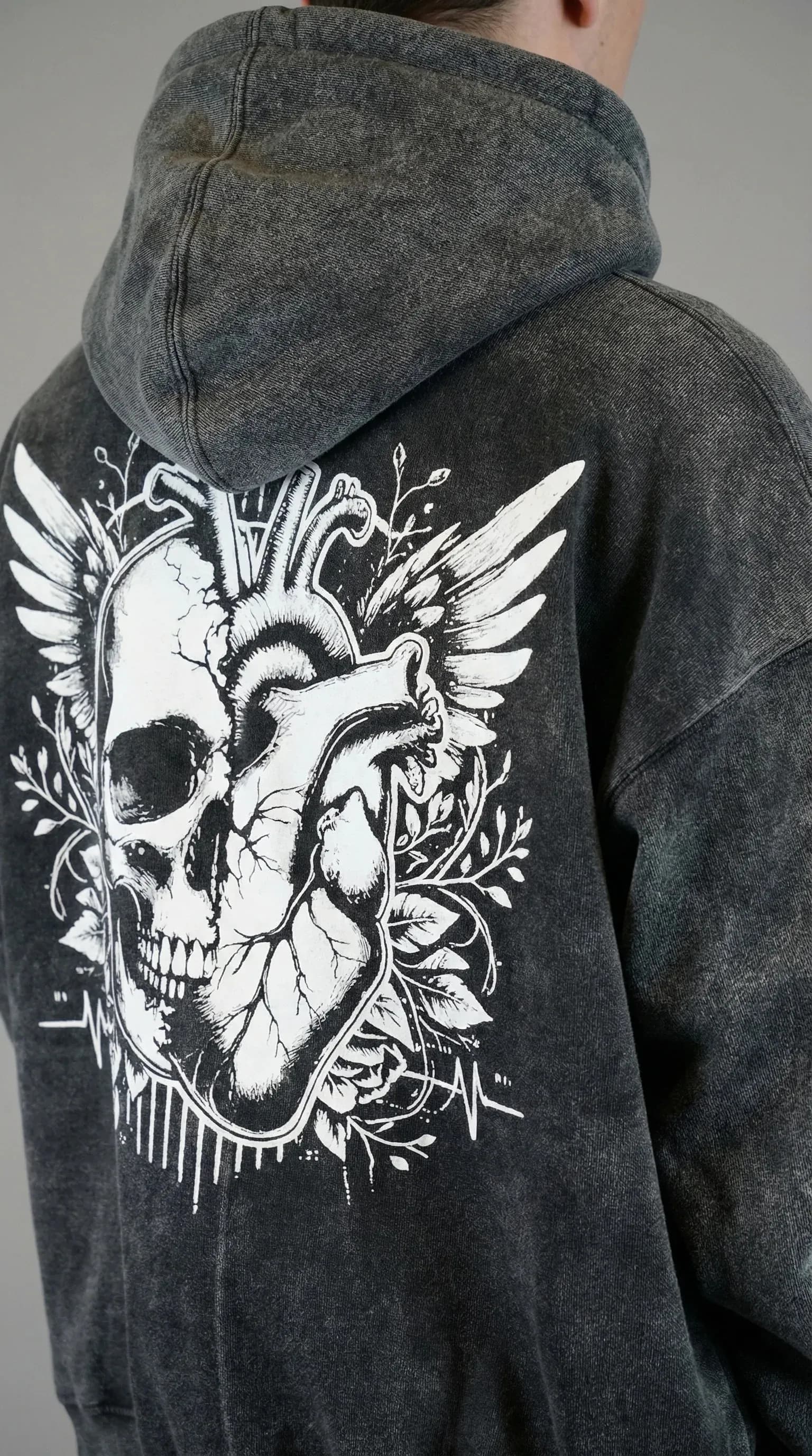 STSL® Zip-Hoodie "Eternal Skull" - Washed Black