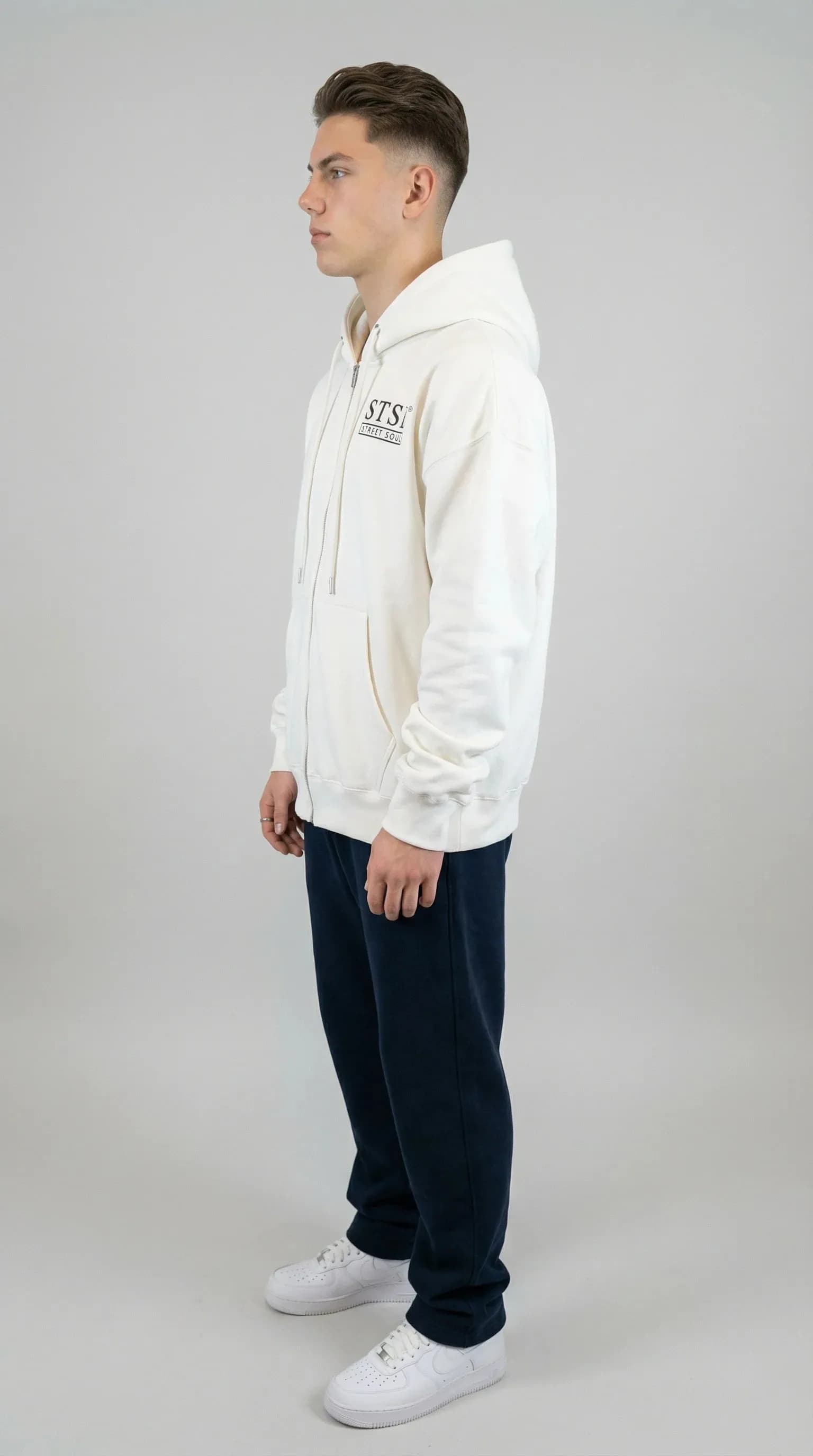 STSL® Zip-Hoodie "HeartCross White" (450GSM)