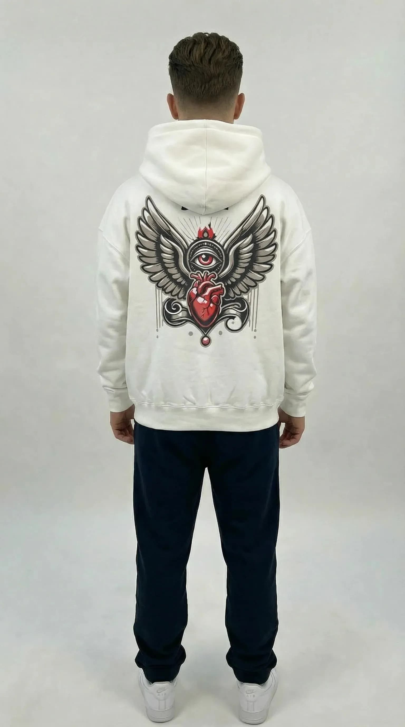 STSL® Zip-Hoodie "HeartCross White" (450GSM)