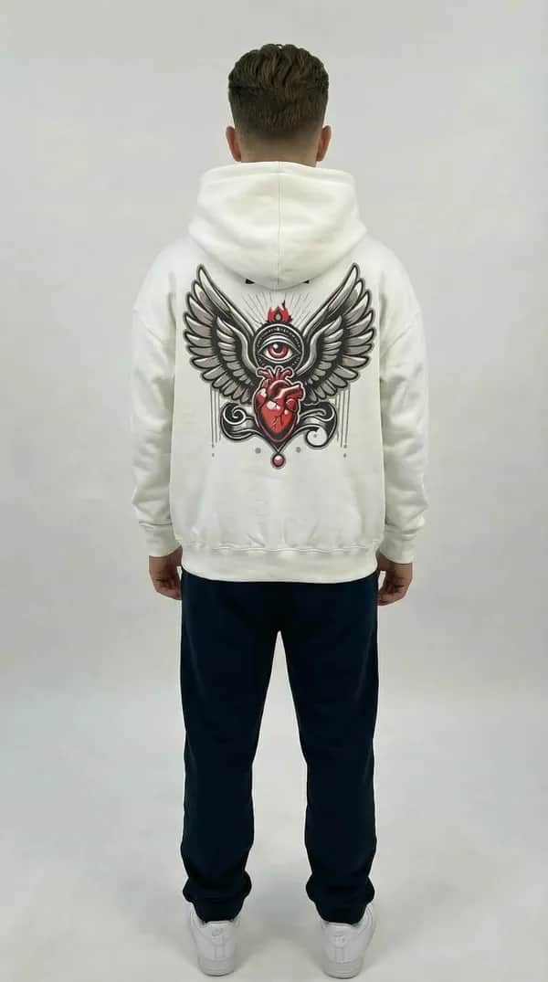 STSL® Zip-Hoodie "HeartCross White" (450GSM)
