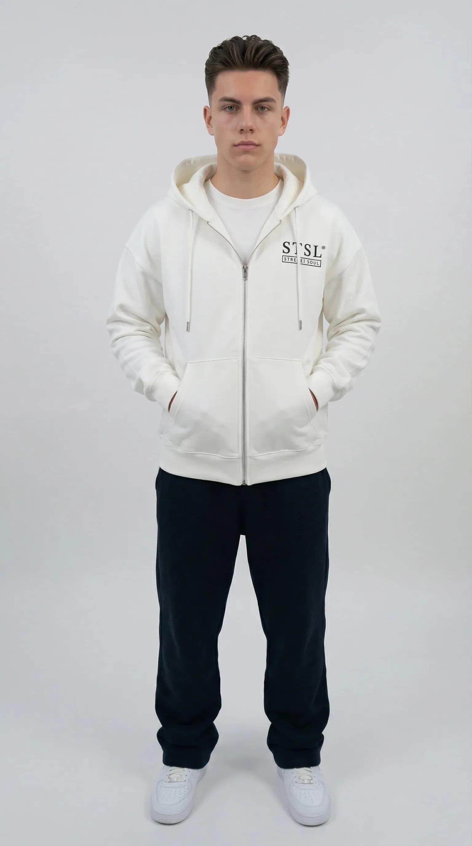 STSL® Zip-Hoodie "HeartCross White" (450GSM)