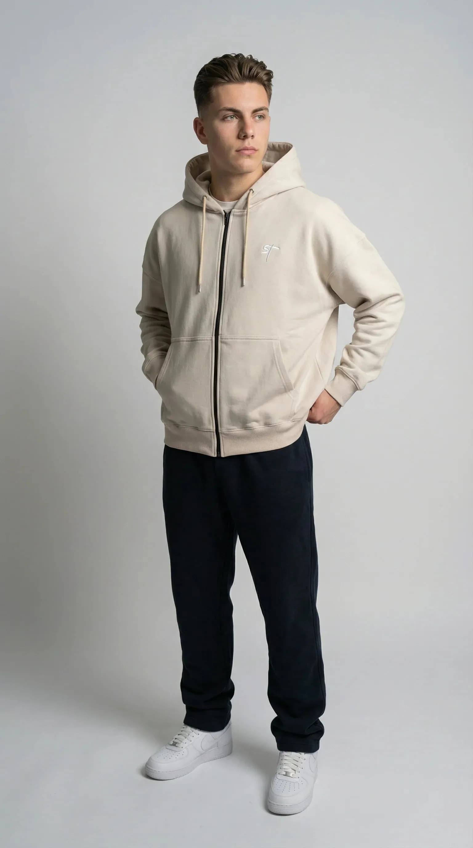 STSL Zip Hoodie – Sand Beige